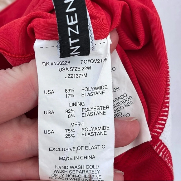 Jantzen Surplice Maillot One-Piece Swimsuit adjustable straps Red size 22W - Picture 9 of 10